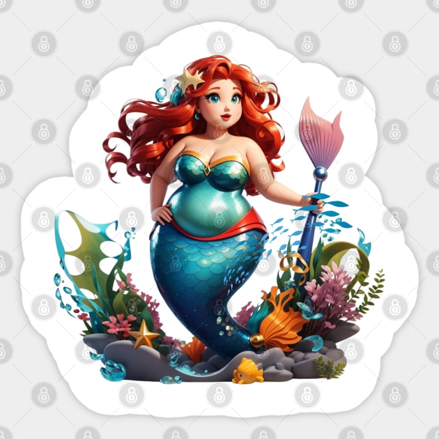 Beautiful Plus Size Redhead Mermaid Sticker by MGRCLimon